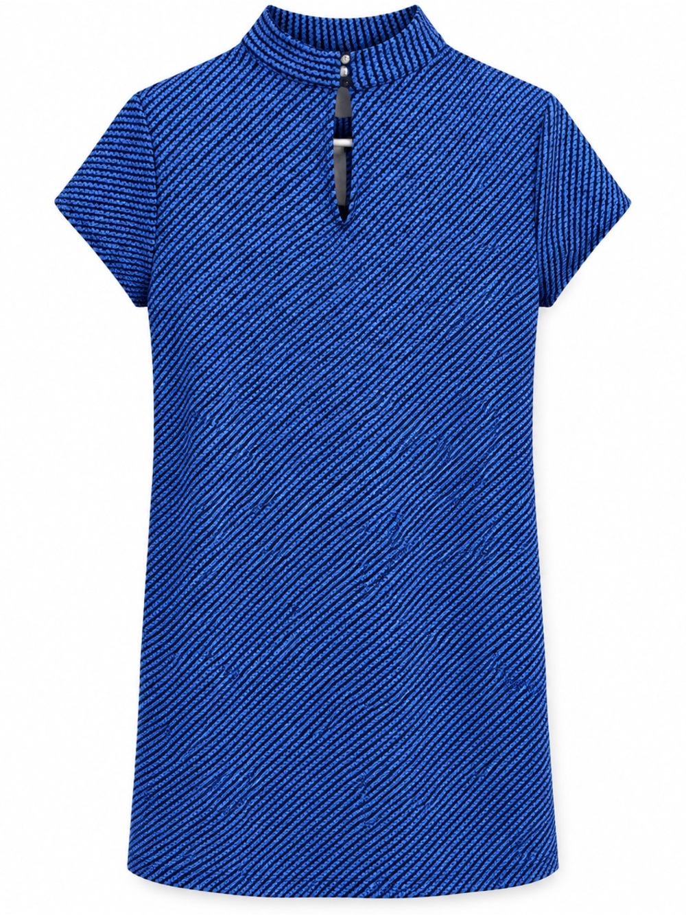 J.McLaughlin Belle Dress Womens Small Blue Geometric Print Mock Neck Keyhole NWT - Picture 2 of 6